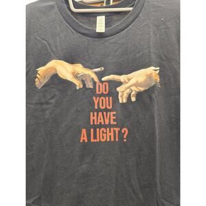 Artist-Signed Black Cotton T-Shirt Medium – Michelangelo Hands Parody NWOT